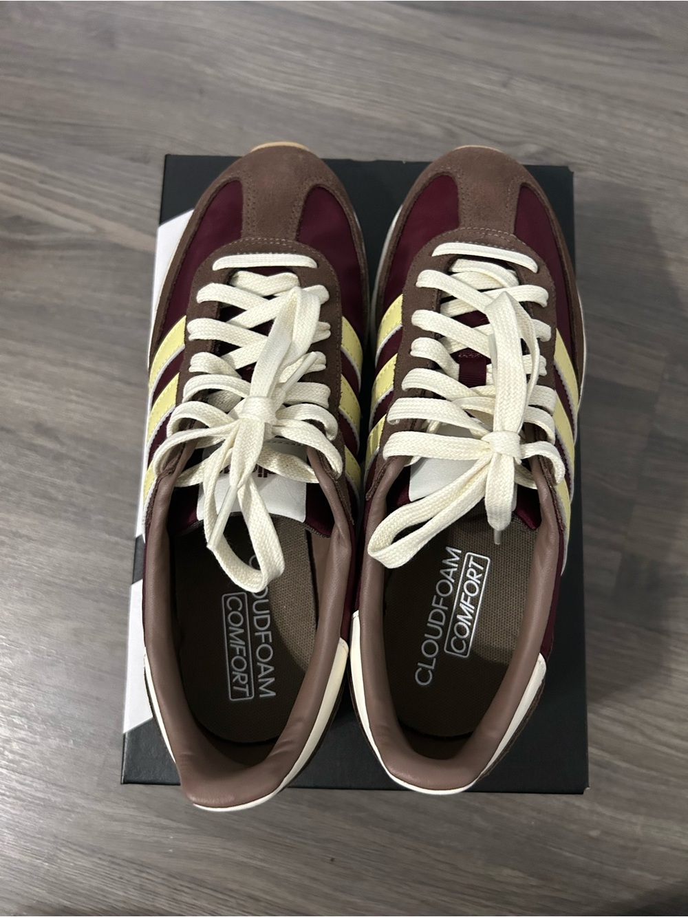 NWOT Adidas Women’s Run 70s 2.0 Sneakers Brown and Yellow Burgundy Running Shoe - Picture 2 of 5